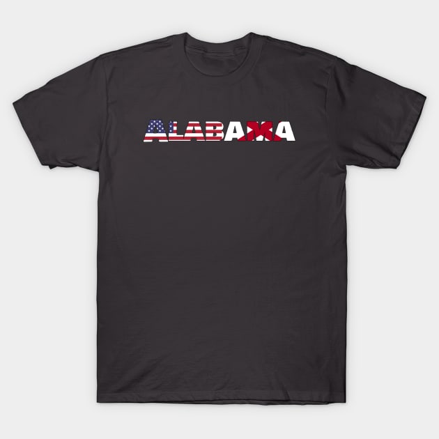 Alabama State Flag/American Flag logo T-Shirt by ElevenGraphics